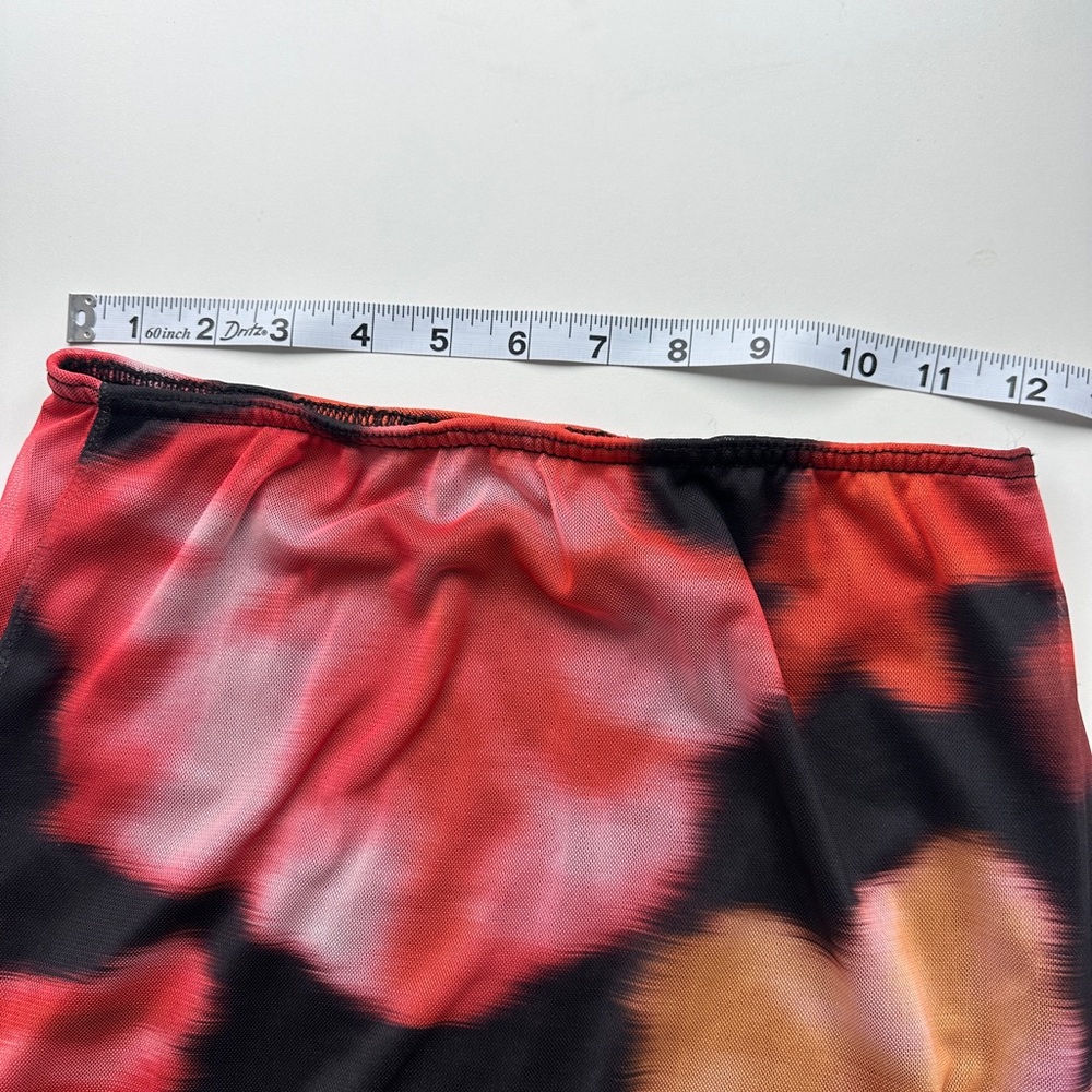 PrettyLittleThing Red Floral Mesh Low Rise Maxi Skirt US 8 - Picture 8 of 8